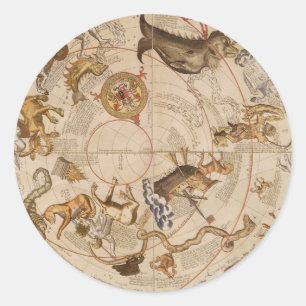 Adesivo Redondo Estrelas da Constelação Céu do Sul Astronomia Vint
