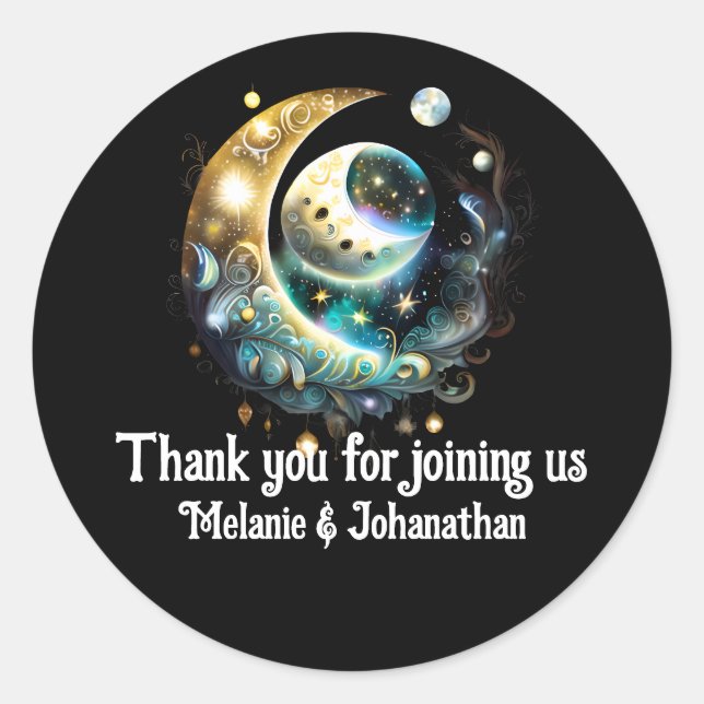 Adesivo Redondo Estrelas da Lua estreladas noites quentes (Frente)