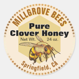 Adesivo Redondo Estrelas de Abelhas de Mel Ilustradas