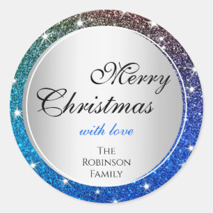 Adesivo Redondo Estrelas de brilho luminoso azul luminoso X-Mas