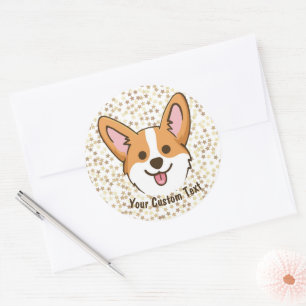 Adesivo Redondo Estrelas de Cão-Papoeiro Personalizadas Pembroke 