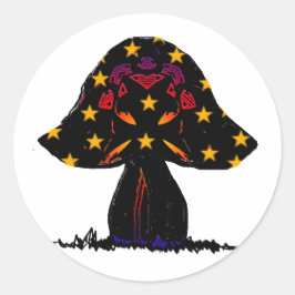 Adesivo Redondo estrelas de cogumelos