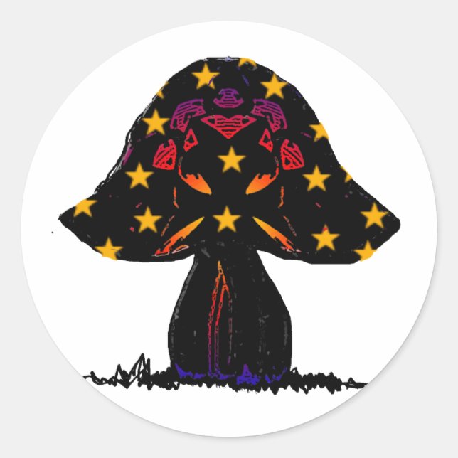Adesivo Redondo estrelas de cogumelos (Frente)