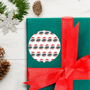 Adesivo Redondo Estrelas de Natal da Raça Canina Pekingese