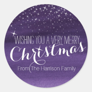 Adesivo Redondo Estrelas de Natal estrelas da noite roxas