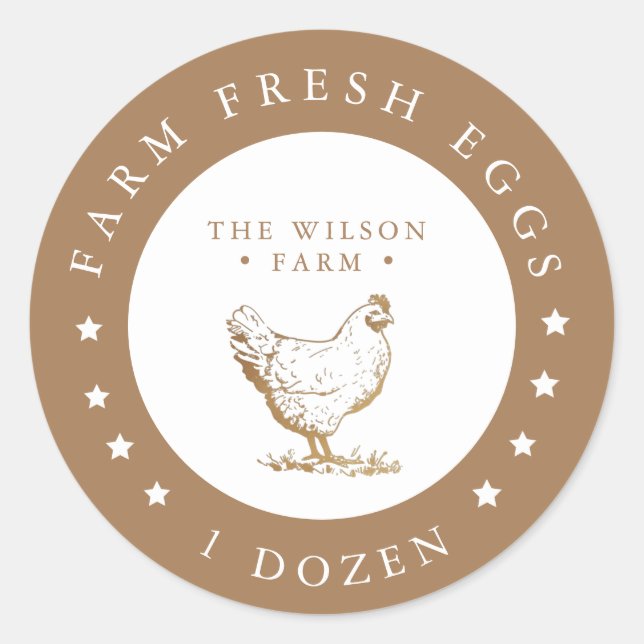 Adesivo Redondo Estrelas de ouro de fazenda Vinheta de ovos (Frente)