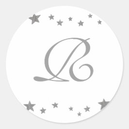 Adesivo Redondo Estrelas de Prata, Selos de Casamento Monograma