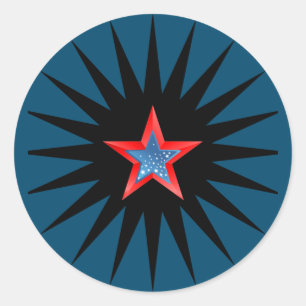 Adesivo Redondo Estrelas de vinhetas multicolorido.