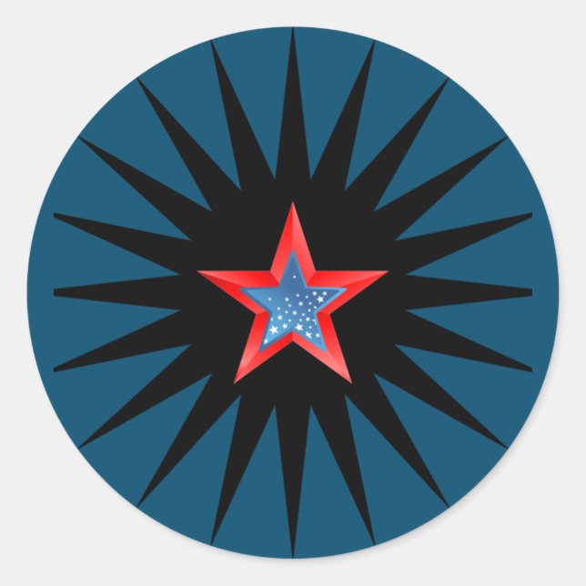 Adesivo Redondo Estrelas de vinhetas multicolorido. (Frente)