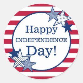Adesivo Redondo Estrelas do Dia da Independência Strips Patriótico