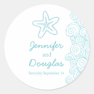 Adesivo Redondo Estrelas do mar de castigo ondas aqua