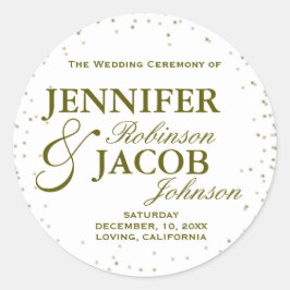 Adesivo Redondo Estrelas Douradas de Confetti Glitter