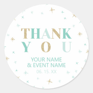 Adesivo Redondo Estrelas Douradas e de Casa Agradecemos o Favor do