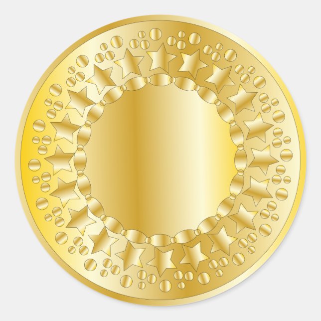 Adesivo Redondo Estrelas e Círculos do ouro (Frente)