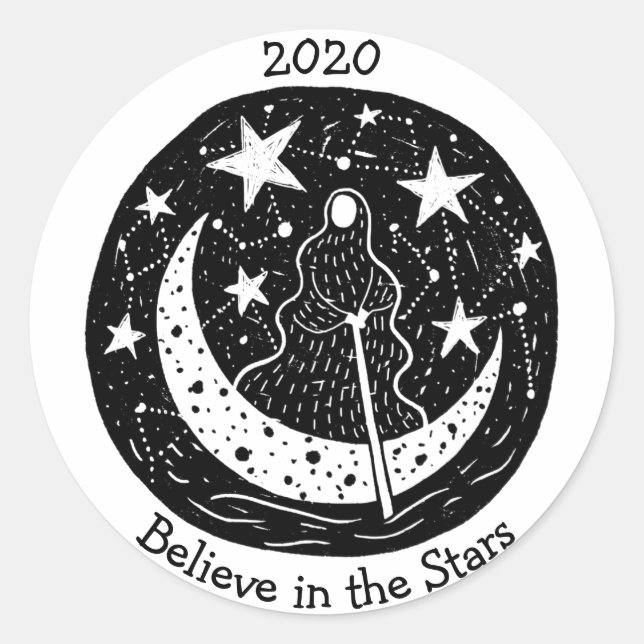 Adesivo Redondo Estrelas e constelações Charon atravessando o rio  (Frente)