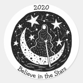 Adesivo Redondo Estrelas e constelações Charon atravessando o rio 