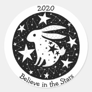 Adesivo Redondo Estrelas e constelações Coelho Estrelado Coelho Es