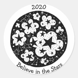 Adesivo Redondo Estrelas e constelações Popcorn Blossomas Nuvens B