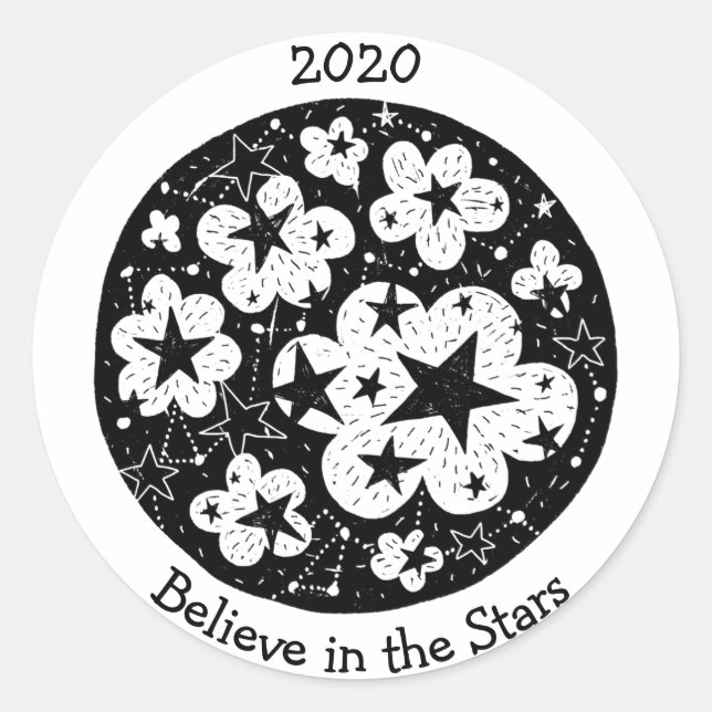 Adesivo Redondo Estrelas e constelações Popcorn Blossomas Nuvens B (Frente)