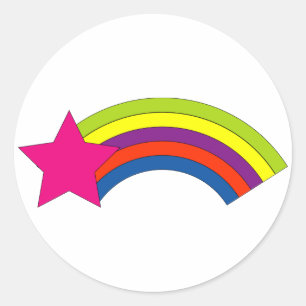 Adesivo Redondo Estrelas e Rainbow Sticker