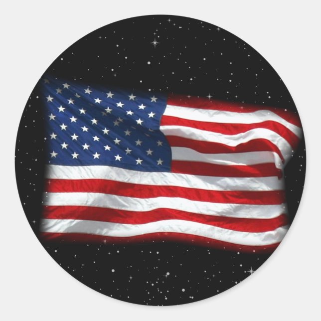 Adesivo Redondo Estrelas e Stripes Bandeira Americana Patriótica (Frente)