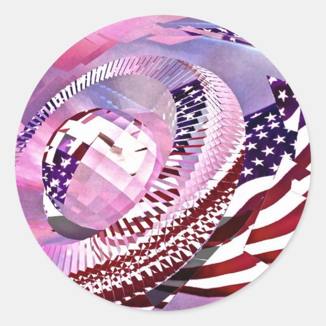 Adesivo Redondo Estrelas e Stripes Envelope Selo e Vinheta (Frente)