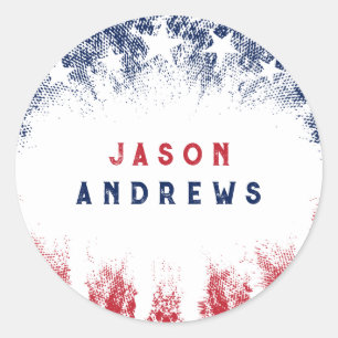 Adesivo Redondo Estrelas e Stripes Veteranos