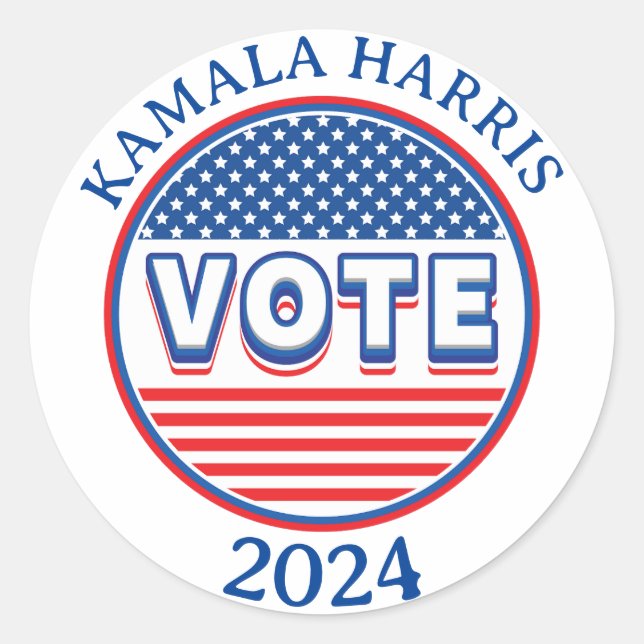 Adesivo Redondo Estrelas e Stripes Votam EUA - Eleição (Frente)