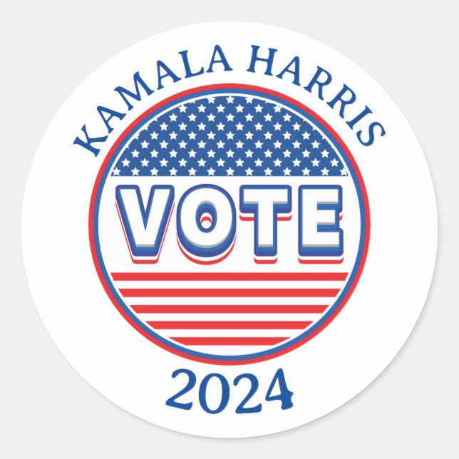 Adesivo Redondo Estrelas e Stripes Votam EUA - Eleição (Frente)