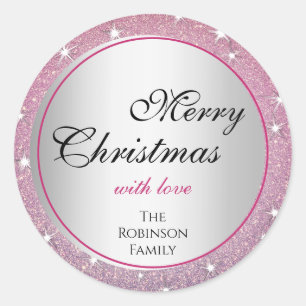 Adesivo Redondo Estrelas Glamorosas Gradação Rosa Efeito Lítido X-