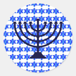Adesivo Redondo Estrelas Judaicas de Pintura Azul