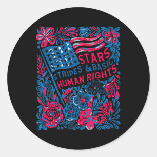 Adesivo Redondo Estrelas Listras Direitos Humanos 4 De Julho Flora