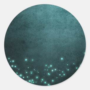 Adesivo Redondo Estrelas Místicas do Crepúsculo Brilho Neon Verd