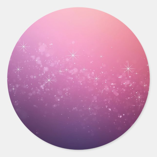 Adesivo Redondo Estrelas No Espaço Cor-de-Rosa (Frente)