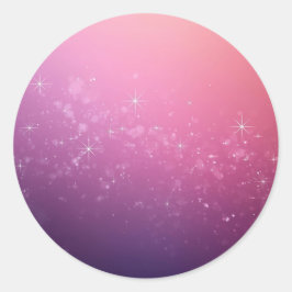 Adesivo Redondo Estrelas No Espaço Cor-de-Rosa