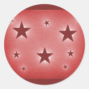 Adesivo Redondo Estrelas no Palito da Noite, Vermelho Negro