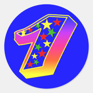 Adesivo Redondo Estrelas Número 1 Autocolantes