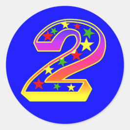 Adesivo Redondo Estrelas Número 2 Autocolantes