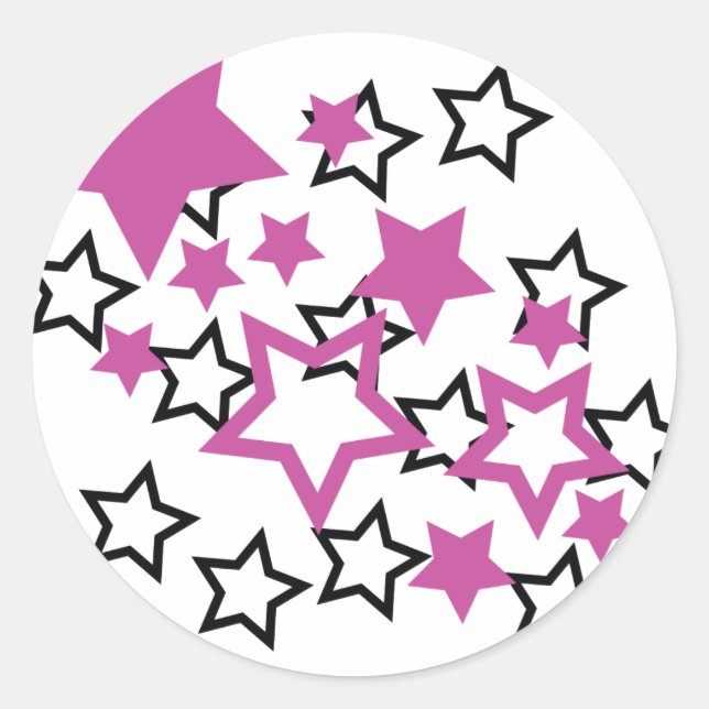 Adesivo Redondo estrelas pretas roxas (Frente)