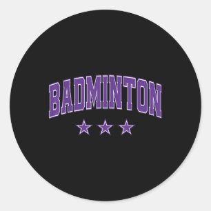 Adesivo Redondo Estrelas Roxas Clic Retro Varsity Texto de Badmint