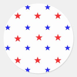 Adesivo Redondo Estrelas Vermelhas e Azuis - Padrão do Céu Estrela