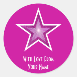 Adesivo Redondo Estrelo cor-de-rosa 'Com Amor De'