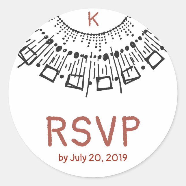 Adesivo Redondo Estrelo dos Círculos Desenhados à Mão Branca Preta (Frente)