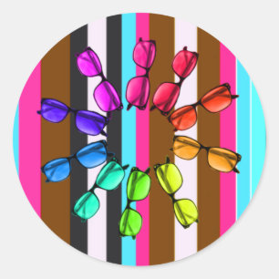 Adesivo Redondo Estrias arco-íris e palitos redondos