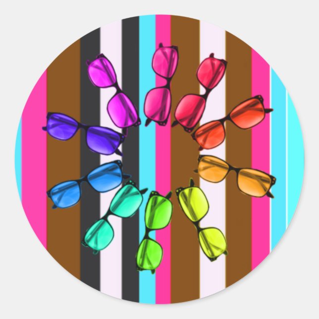 Adesivo Redondo Estrias arco-íris e palitos redondos (Frente)