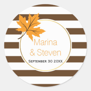 Adesivo Redondo Estrias brancas castanhas e casamento outono de fo