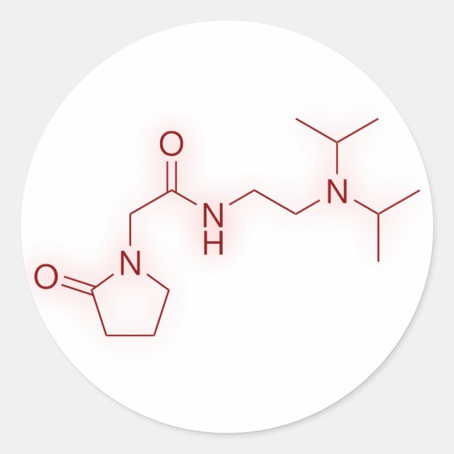 Adesivo Redondo Estrutura Química do Pramiracetam (Frente)