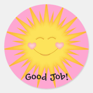 Adesivo Redondo Estudante Stickers/Bom Trabalho, Bem Feito, Super