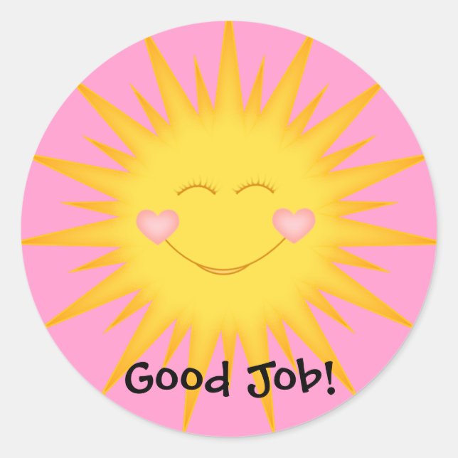 Adesivo Redondo Estudante Stickers/Bom Trabalho, Bem Feito, Super  (Frente)