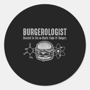 Adesivo Redondo Estudo Burgerologista De Churrasco Engraçado Para